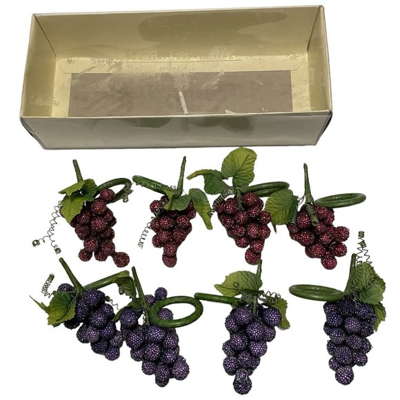 Pier 1 Dining Pier One Beaded Fruit Napkin Rings 2 Sets Of 4 Red